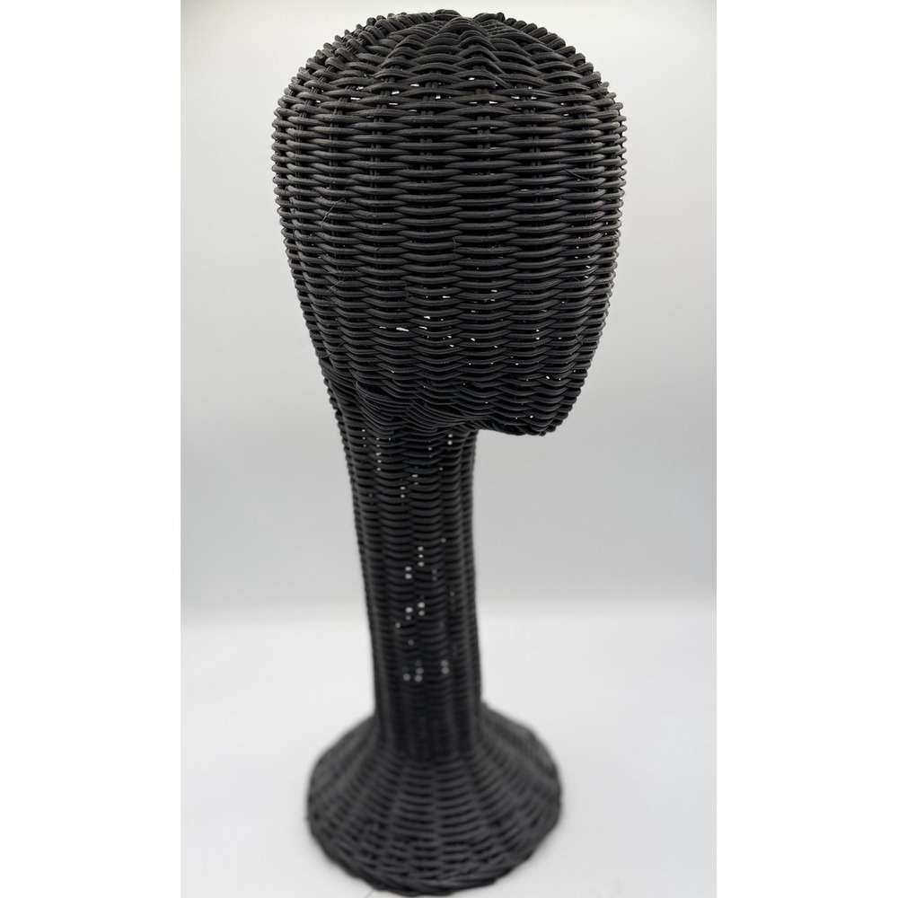 Vtg Rattan Wicker Woven Long Neck Head Hat Wig Stand Mannequin 19" 5619